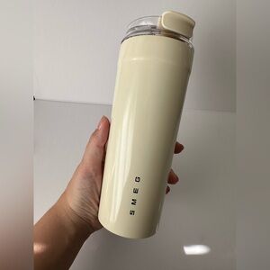 SMEG 16oz Cream Travel Mug Stainless Steel Double Wall New